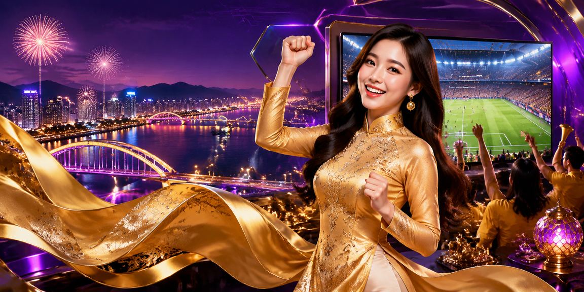 Thiếu nữ áo dài tại Đà Nẵng theo dõi kèo thể thao trực tuyến trên điện thoại buổi tối
